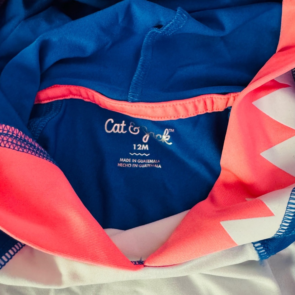 Cat & Jack Pink and Blue Swim Suit set with shark Design - Picture 4 of 8